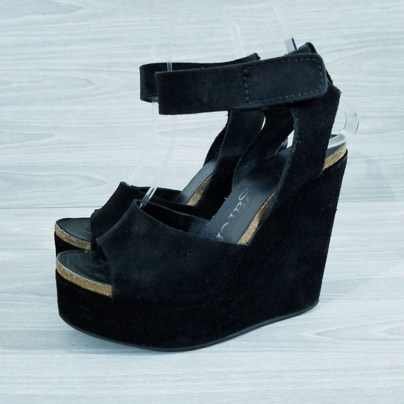 Pedro Garcia Shoes - 𝅺Pedro Garcia Wedge Sandal Womens EU Size 36 Platform Black Suede Shoe